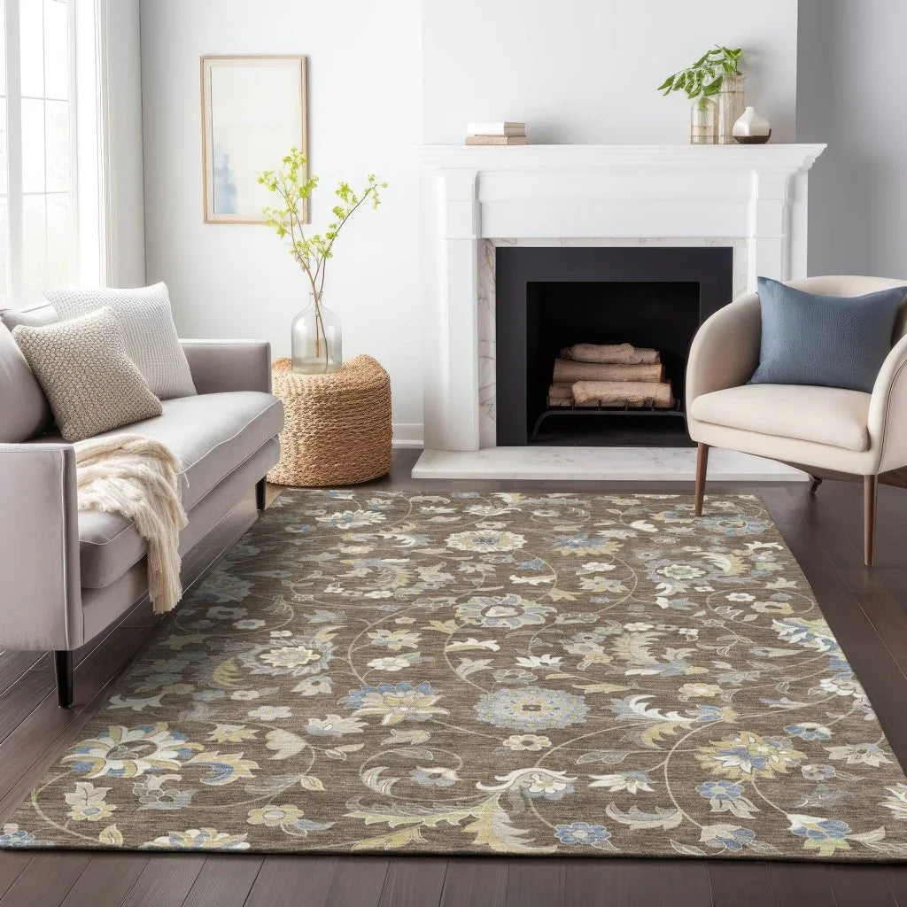 Aveline Chocolate Washable Indoor-Outdoor Rug-Outdoor Rugs-LOOMLAN Rugs-LOOMLAN