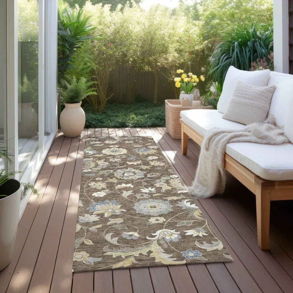 Aveline Chocolate Washable Indoor-Outdoor Rug-Outdoor Rugs-LOOMLAN Rugs-LOOMLAN