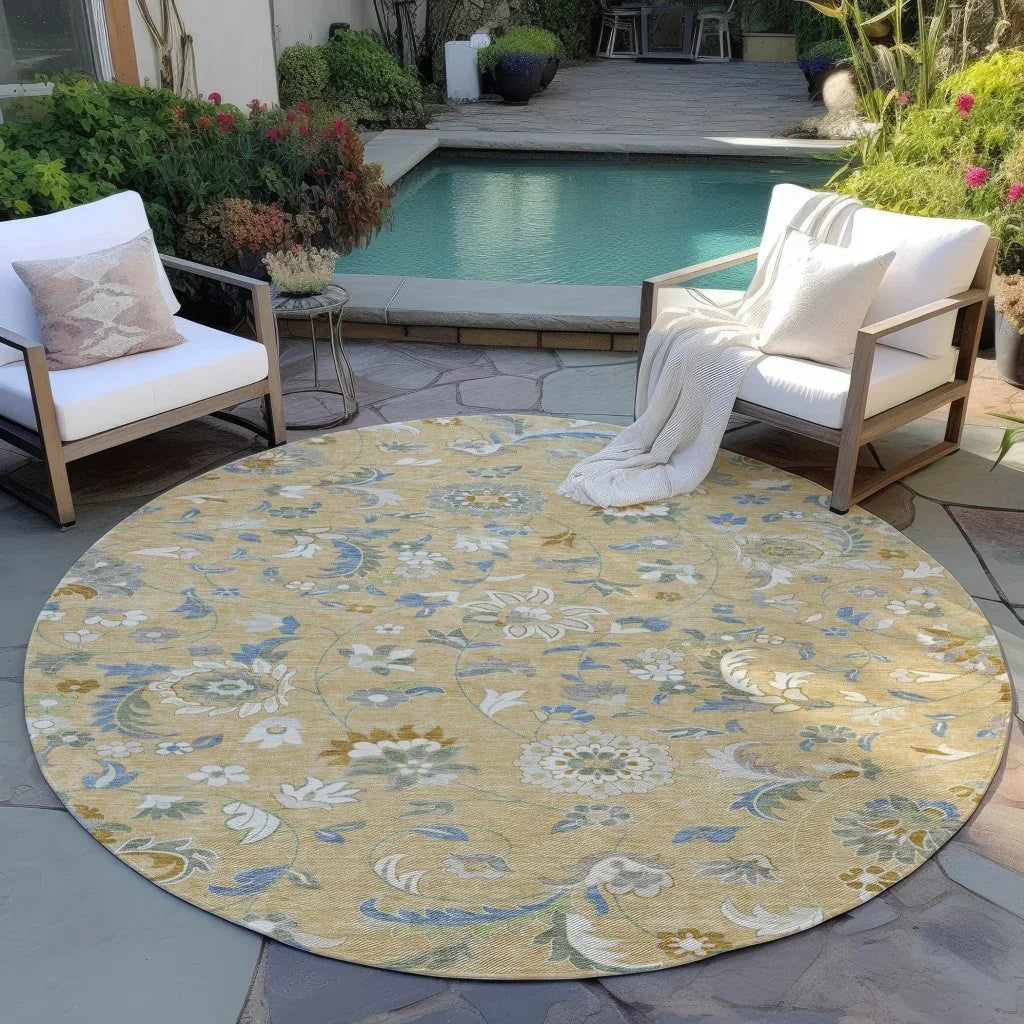Aveline Gold Washable Indoor-Outdoor Rug-Outdoor Rugs-LOOMLAN Rugs-LOOMLAN