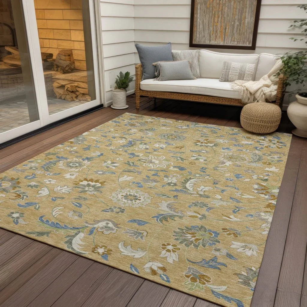 Aveline Gold Washable Indoor-Outdoor Rug-Outdoor Rugs-LOOMLAN Rugs-LOOMLAN