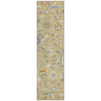 Aveline Gold Washable Indoor-Outdoor Rug-Outdoor Rugs-LOOMLAN Rugs-2'3" x 7'6"-LOOMLAN