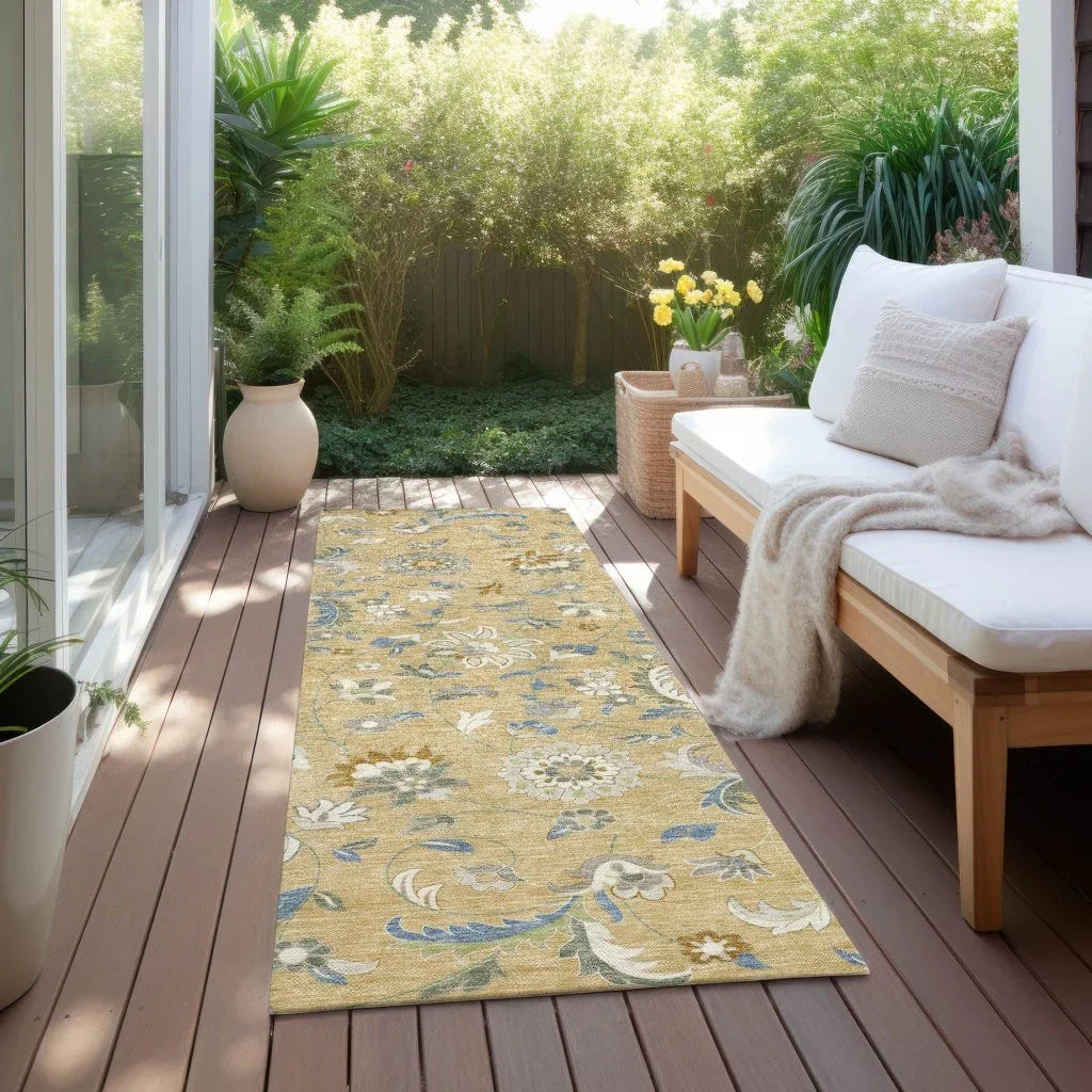 Aveline Gold Washable Indoor-Outdoor Rug-Outdoor Rugs-LOOMLAN Rugs-LOOMLAN