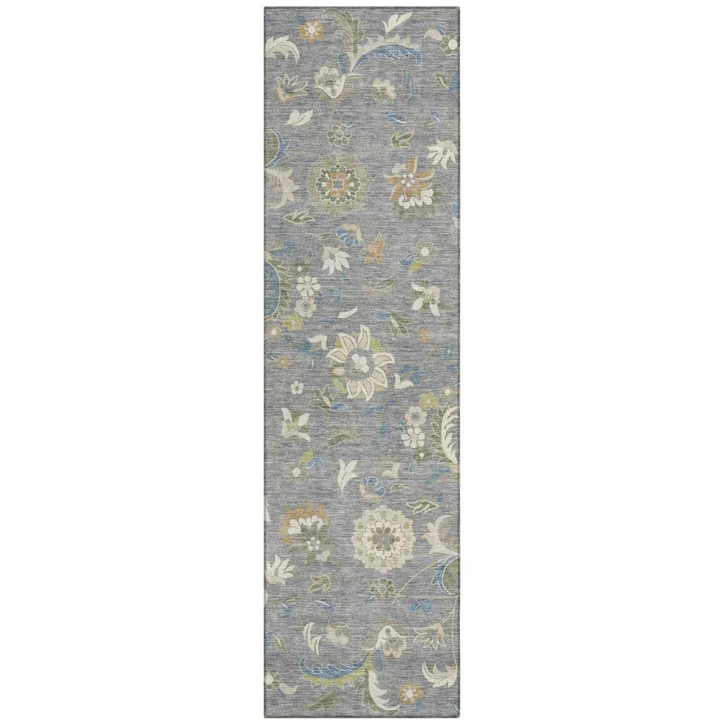 Aveline Gray Washable Indoor-Outdoor Rug-Outdoor Rugs-LOOMLAN Rugs-2'3" x 7'6"-LOOMLAN