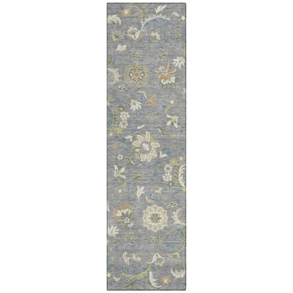 Aveline Gray Washable Indoor-Outdoor Rug-Outdoor Rugs-LOOMLAN Rugs-2'3" x 7'6"-LOOMLAN