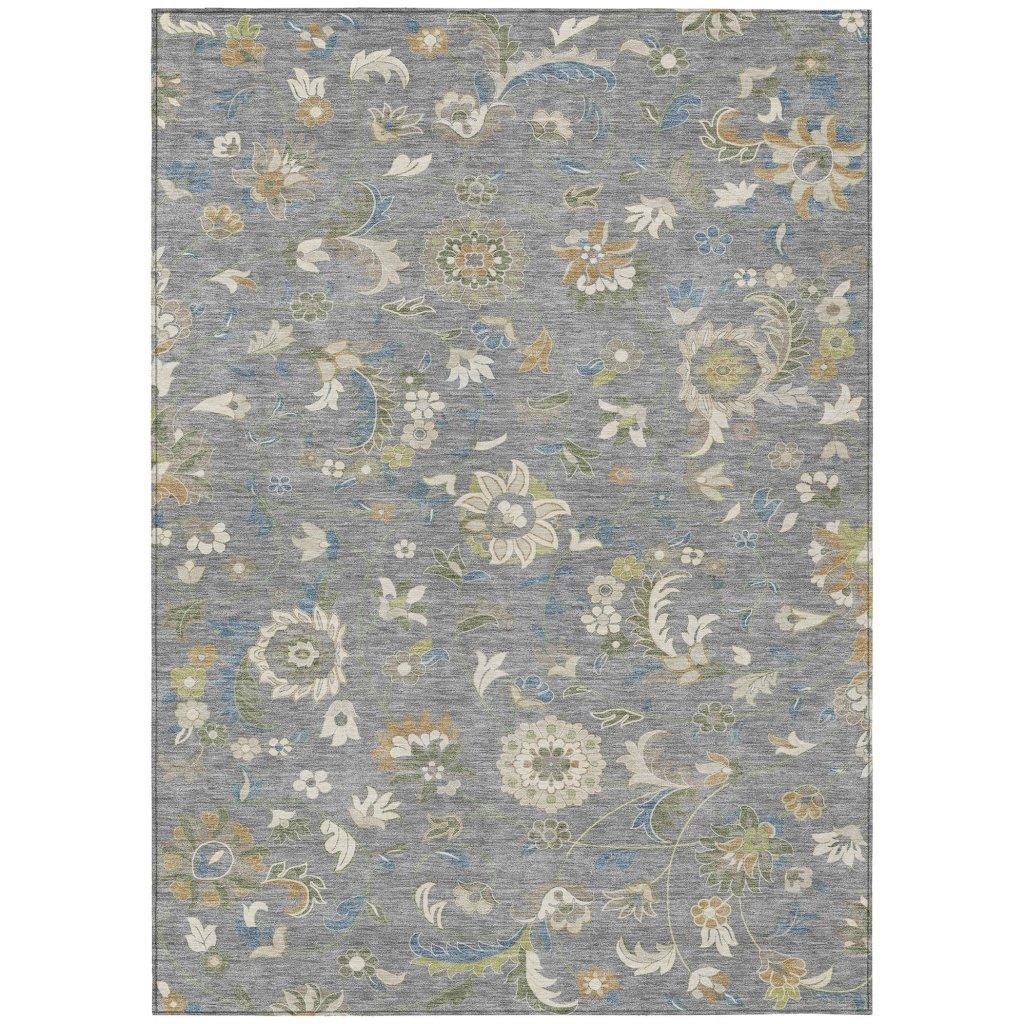 Aveline Gray Washable Indoor-Outdoor Rug-Outdoor Rugs-LOOMLAN Rugs-2'6" x 3'10"-LOOMLAN