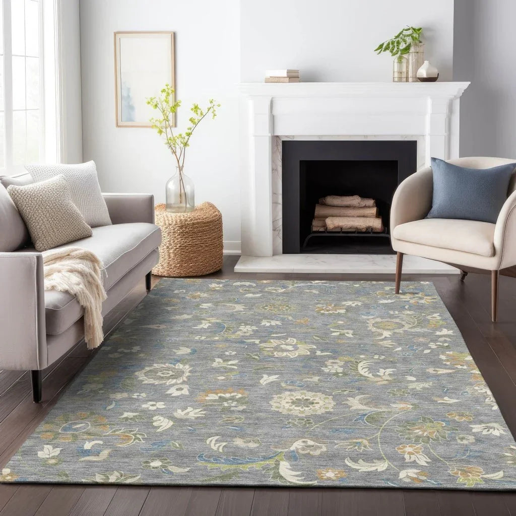 Aveline Gray Washable Indoor-Outdoor Rug-Outdoor Rugs-LOOMLAN Rugs-LOOMLAN
