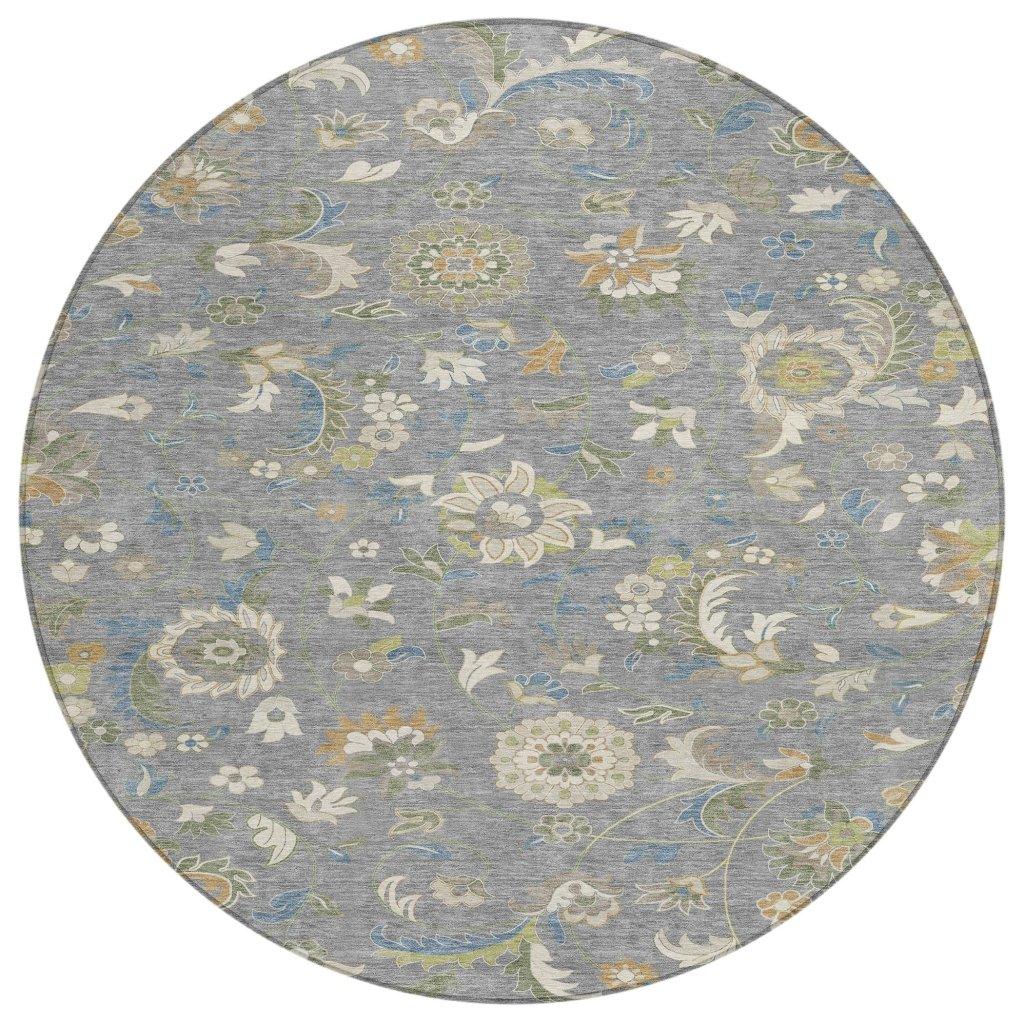 Aveline Gray Washable Indoor-Outdoor Rug-Outdoor Rugs-LOOMLAN Rugs-8' x 8'-LOOMLAN