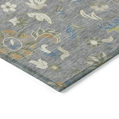 Aveline Gray Washable Indoor-Outdoor Rug-Outdoor Rugs-LOOMLAN Rugs-LOOMLAN