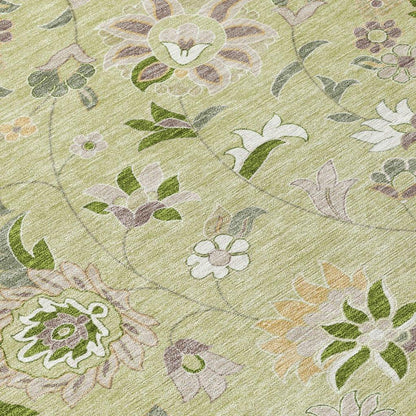 Aveline Green Washable Indoor-Outdoor Rug-Outdoor Rugs-LOOMLAN Rugs-LOOMLAN