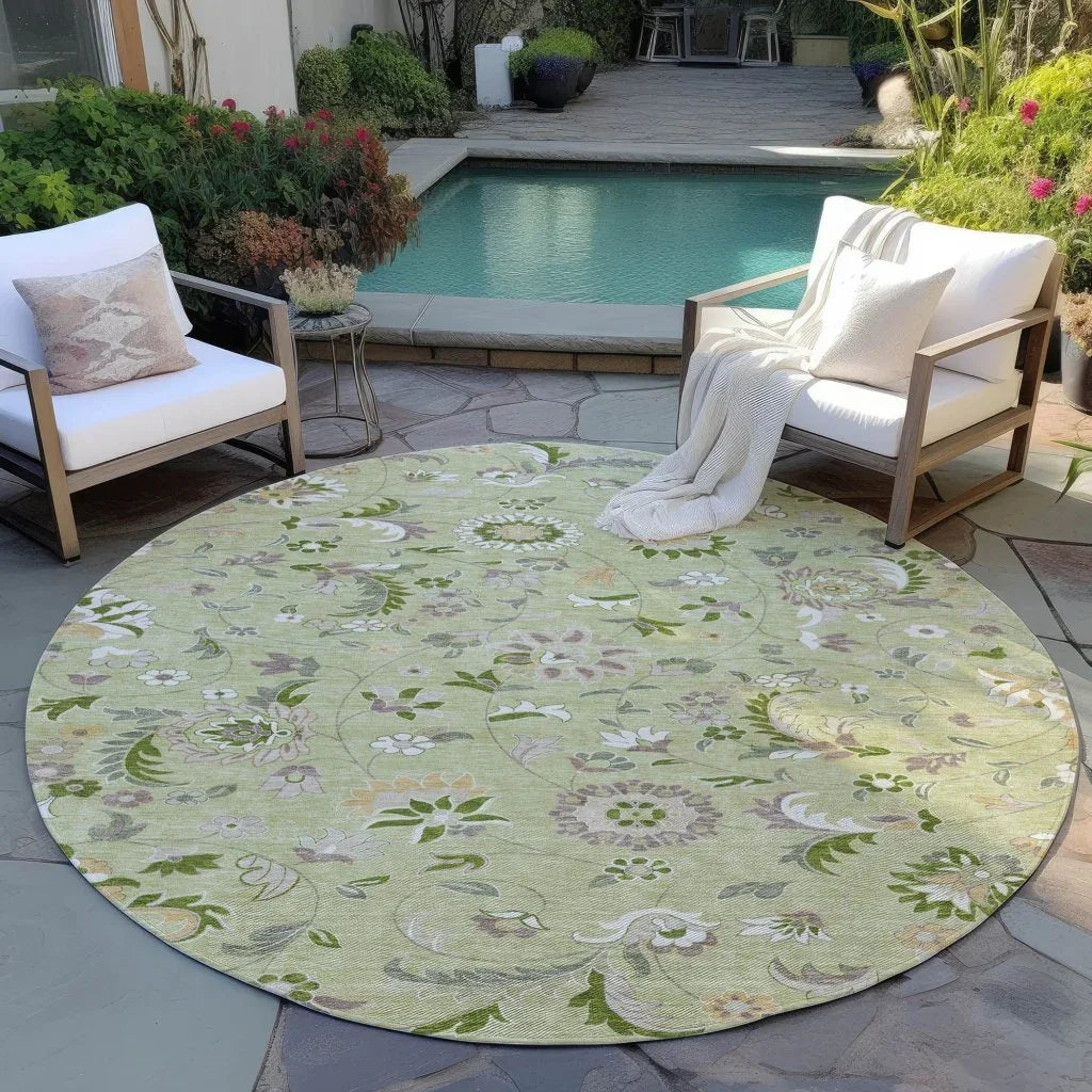 Aveline Green Washable Indoor-Outdoor Rug-Outdoor Rugs-LOOMLAN Rugs-LOOMLAN