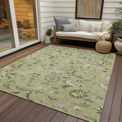 Aveline Green Washable Indoor-Outdoor Rug-Outdoor Rugs-LOOMLAN Rugs-LOOMLAN