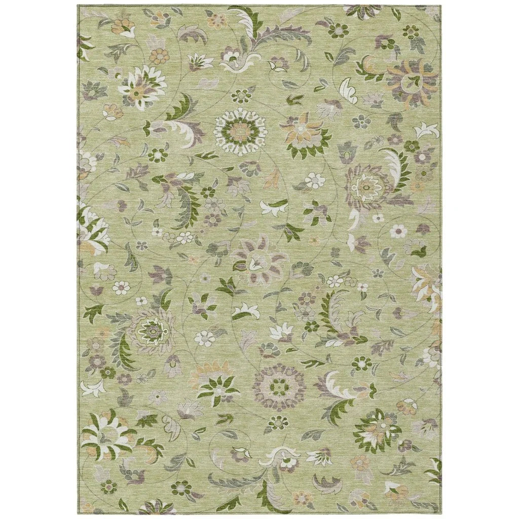 Aveline Green Washable Indoor-Outdoor Rug-Outdoor Rugs-LOOMLAN Rugs-2'6" x 3'10"-LOOMLAN