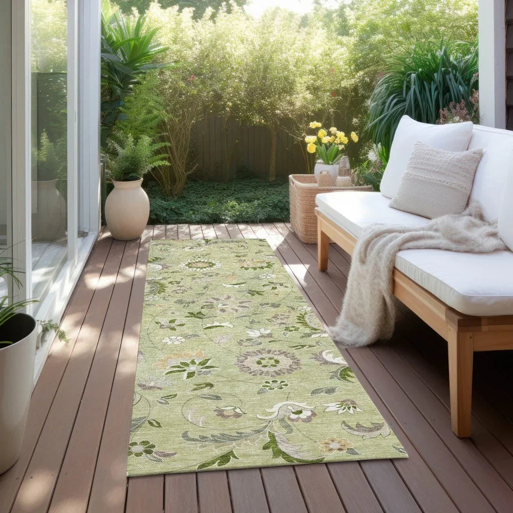 Aveline Green Washable Indoor-Outdoor Rug-Outdoor Rugs-LOOMLAN Rugs-LOOMLAN