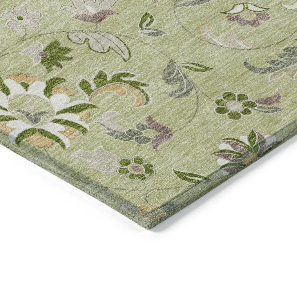Aveline Green Washable Indoor-Outdoor Rug-Outdoor Rugs-LOOMLAN Rugs-LOOMLAN