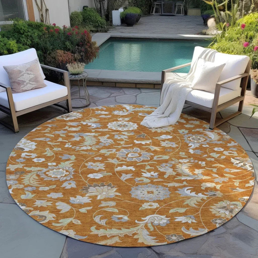 Aveline Orange Washable Indoor-Outdoor Rug-Outdoor Rugs-LOOMLAN Rugs-LOOMLAN