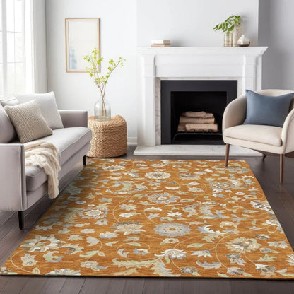 Aveline Orange Washable Indoor-Outdoor Rug-Outdoor Rugs-LOOMLAN Rugs-LOOMLAN