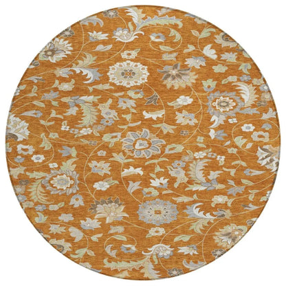 Aveline Orange Washable Indoor-Outdoor Rug-Outdoor Rugs-LOOMLAN Rugs-8' x 8'-LOOMLAN