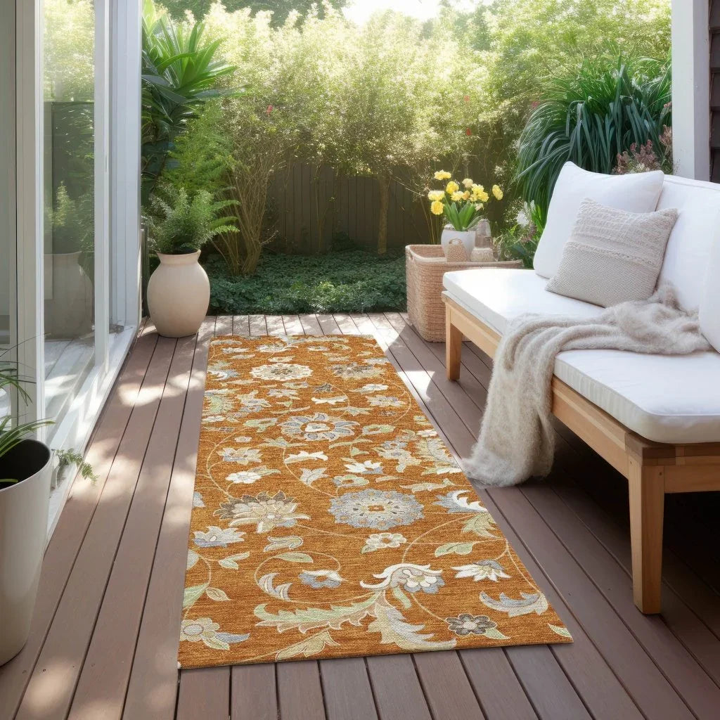 Aveline Orange Washable Indoor-Outdoor Rug-Outdoor Rugs-LOOMLAN Rugs-LOOMLAN