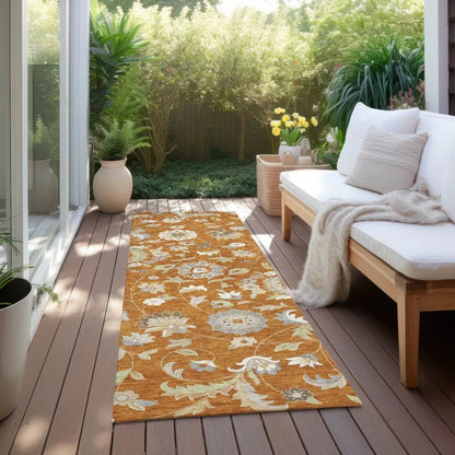 Aveline Orange Washable Indoor-Outdoor Rug-Outdoor Rugs-LOOMLAN Rugs-LOOMLAN