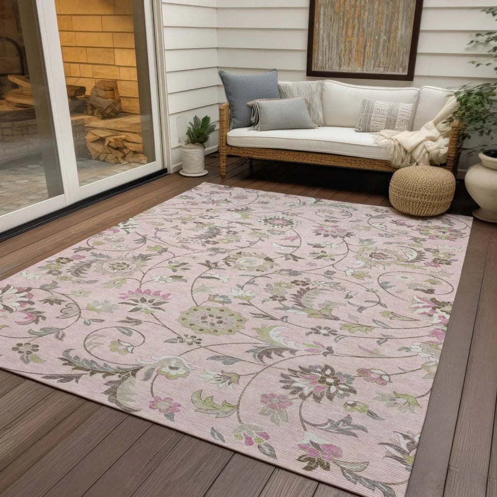 Aveline Pink Washable Indoor-Outdoor Rug-Outdoor Rugs-LOOMLAN Rugs-LOOMLAN