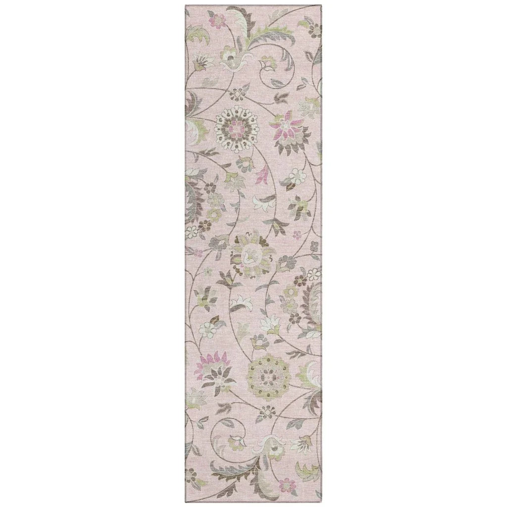 Aveline Pink Washable Indoor-Outdoor Rug-Outdoor Rugs-LOOMLAN Rugs-2'3" x 7'6"-LOOMLAN