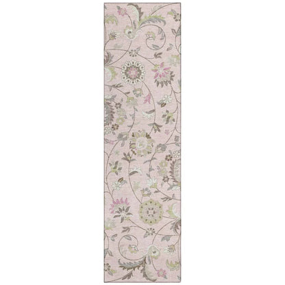 Aveline Pink Washable Indoor-Outdoor Rug-Outdoor Rugs-LOOMLAN Rugs-2'3" x 7'6"-LOOMLAN