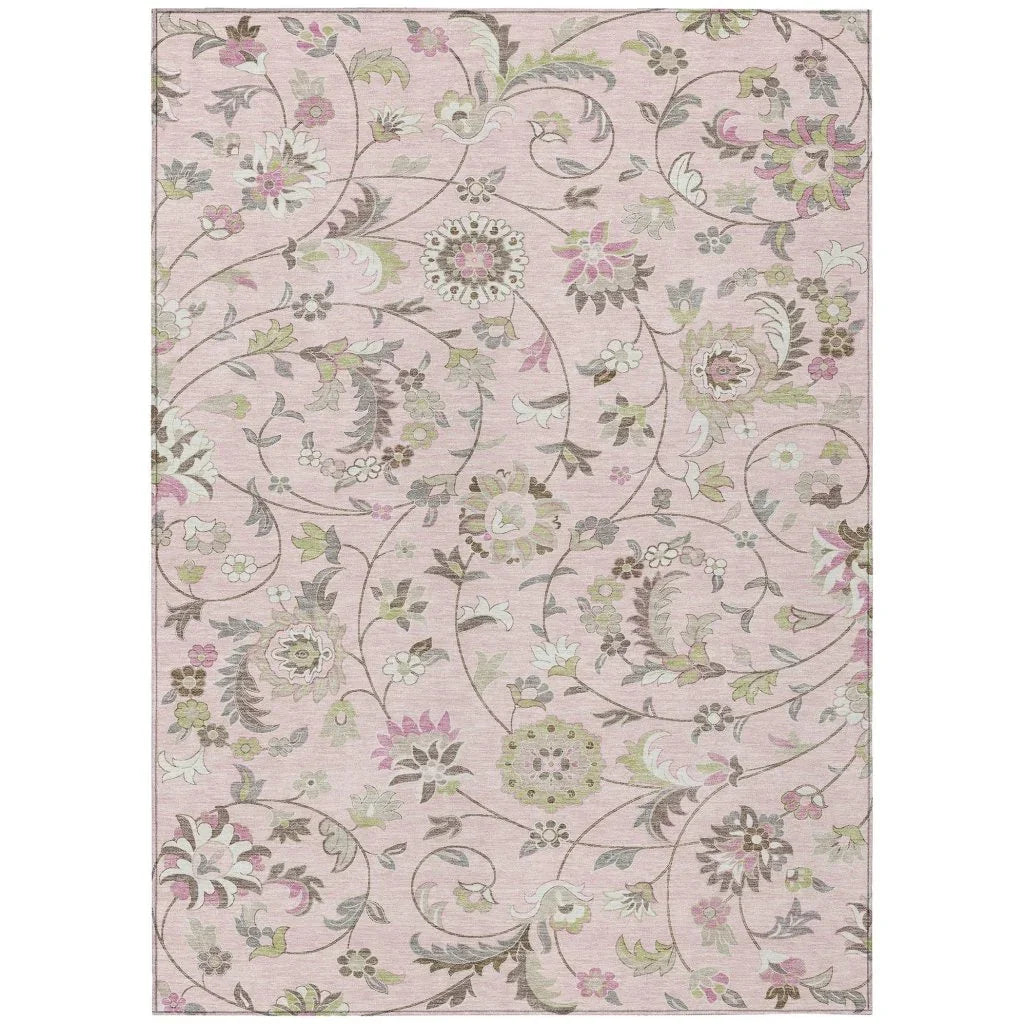 Aveline Pink Washable Indoor-Outdoor Rug-Outdoor Rugs-LOOMLAN Rugs-2'6" x 3'10"-LOOMLAN