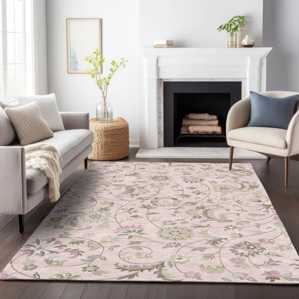 Aveline Pink Washable Indoor-Outdoor Rug-Outdoor Rugs-LOOMLAN Rugs-LOOMLAN