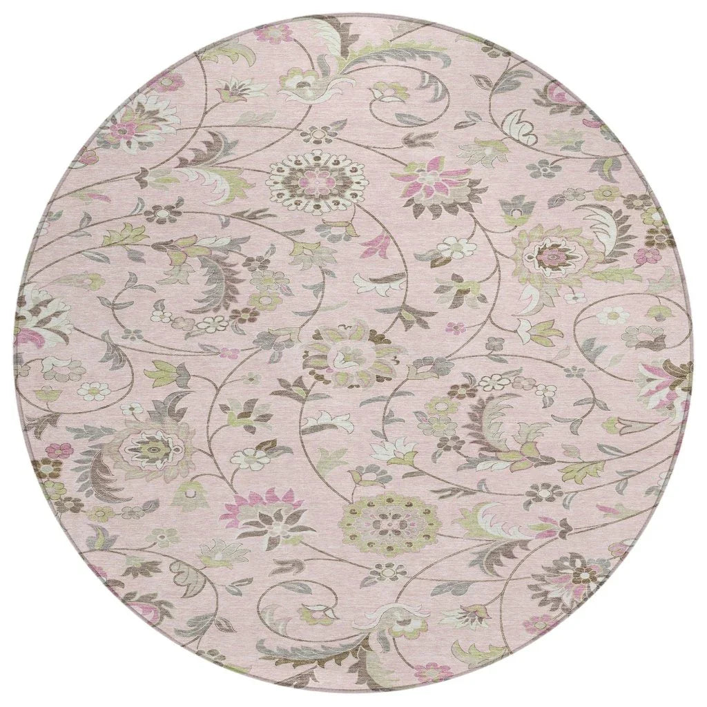 Aveline Pink Washable Indoor-Outdoor Rug-Outdoor Rugs-LOOMLAN Rugs-8' x 8'-LOOMLAN