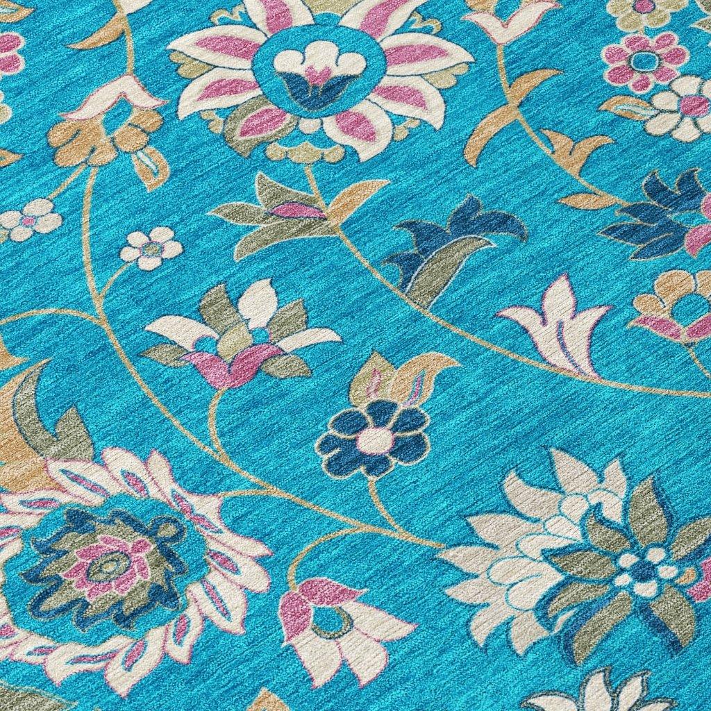 Aveline Teal Washable Indoor-Outdoor Rug-Outdoor Rugs-LOOMLAN Rugs-LOOMLAN
