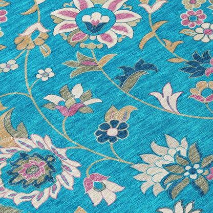 Aveline Teal Washable Indoor-Outdoor Rug-Outdoor Rugs-LOOMLAN Rugs-LOOMLAN
