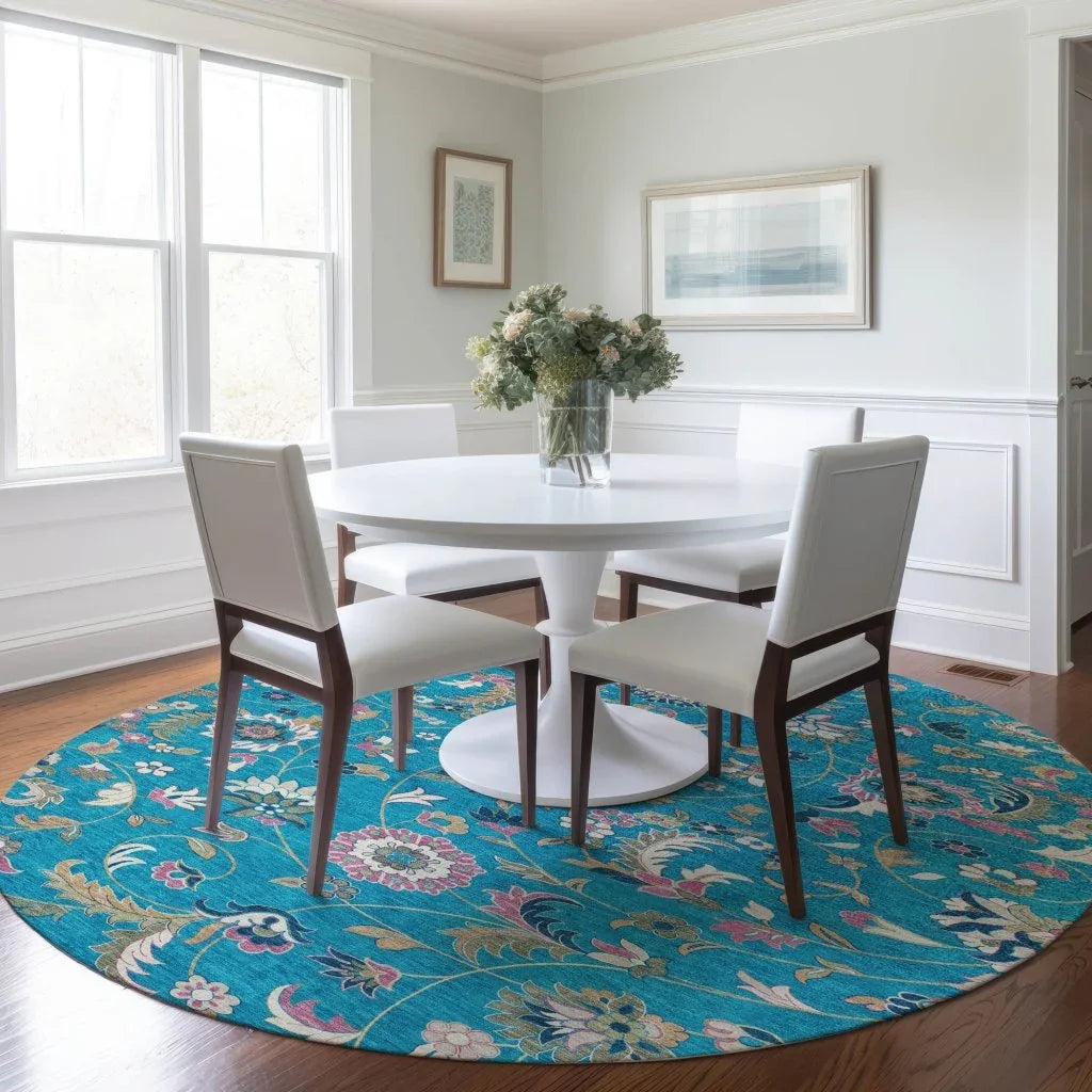 Aveline Teal Washable Indoor-Outdoor Rug-Outdoor Rugs-LOOMLAN Rugs-LOOMLAN