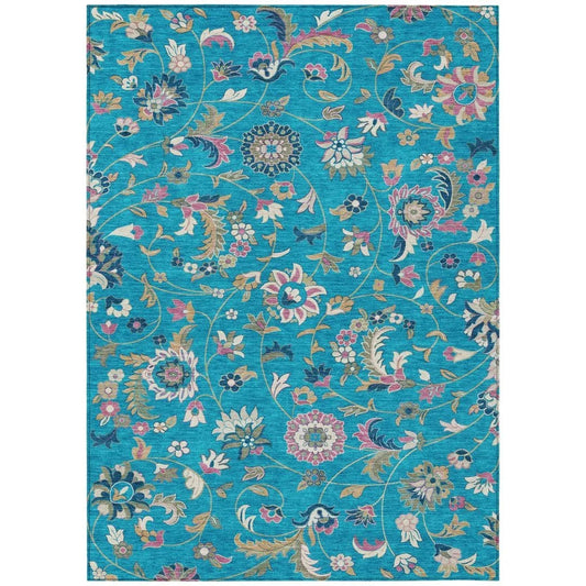 Aveline Teal Washable Indoor-Outdoor Rug-Outdoor Rugs-LOOMLAN Rugs-2'6" x 3'10"-LOOMLAN