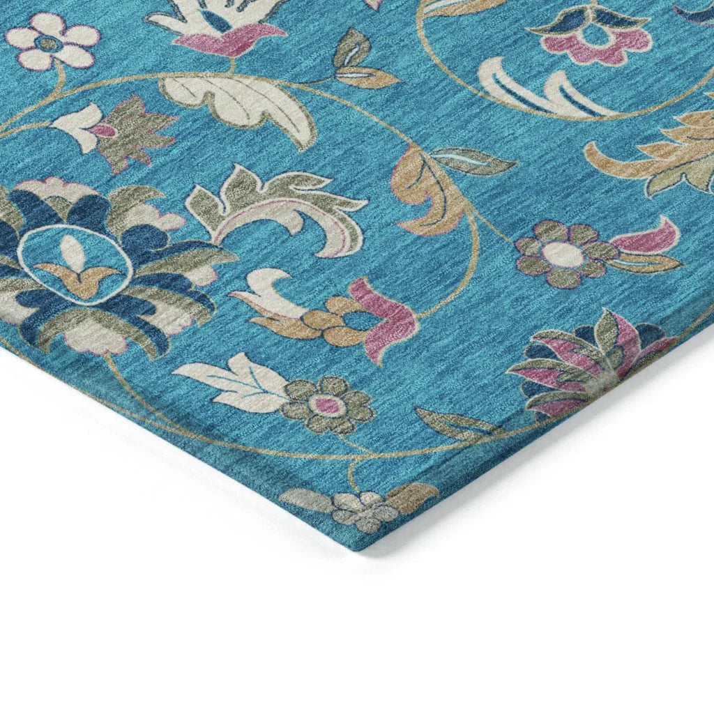 Aveline Teal Washable Indoor-Outdoor Rug-Outdoor Rugs-LOOMLAN Rugs-LOOMLAN