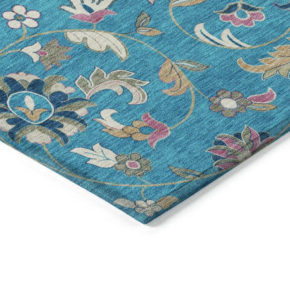 Aveline Teal Washable Indoor-Outdoor Rug-Outdoor Rugs-LOOMLAN Rugs-LOOMLAN