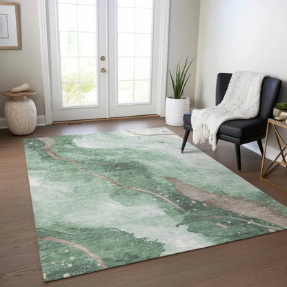 Avelora Green Washable Indoor - Outdoor Rug - LOOMLAN - LOOMLAN Rugs - Outdoor Rugs
