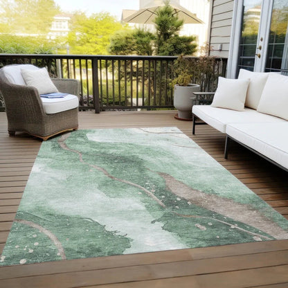 Avelora Green Washable Indoor - Outdoor Rug - LOOMLAN - LOOMLAN Rugs - Outdoor Rugs