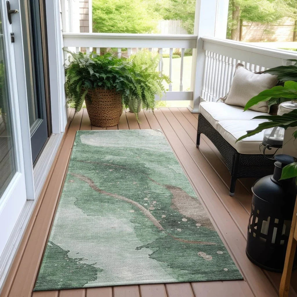 Avelora Green Washable Indoor - Outdoor Rug - LOOMLAN - LOOMLAN Rugs - Outdoor Rugs
