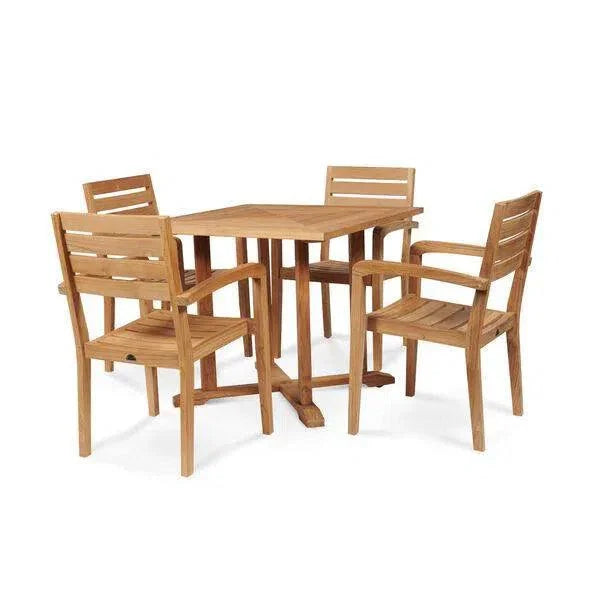 Avery Square Teak Outdoor Dining Table Umbrella Hole-Outdoor Dining Tables-HiTeak-LOOMLAN