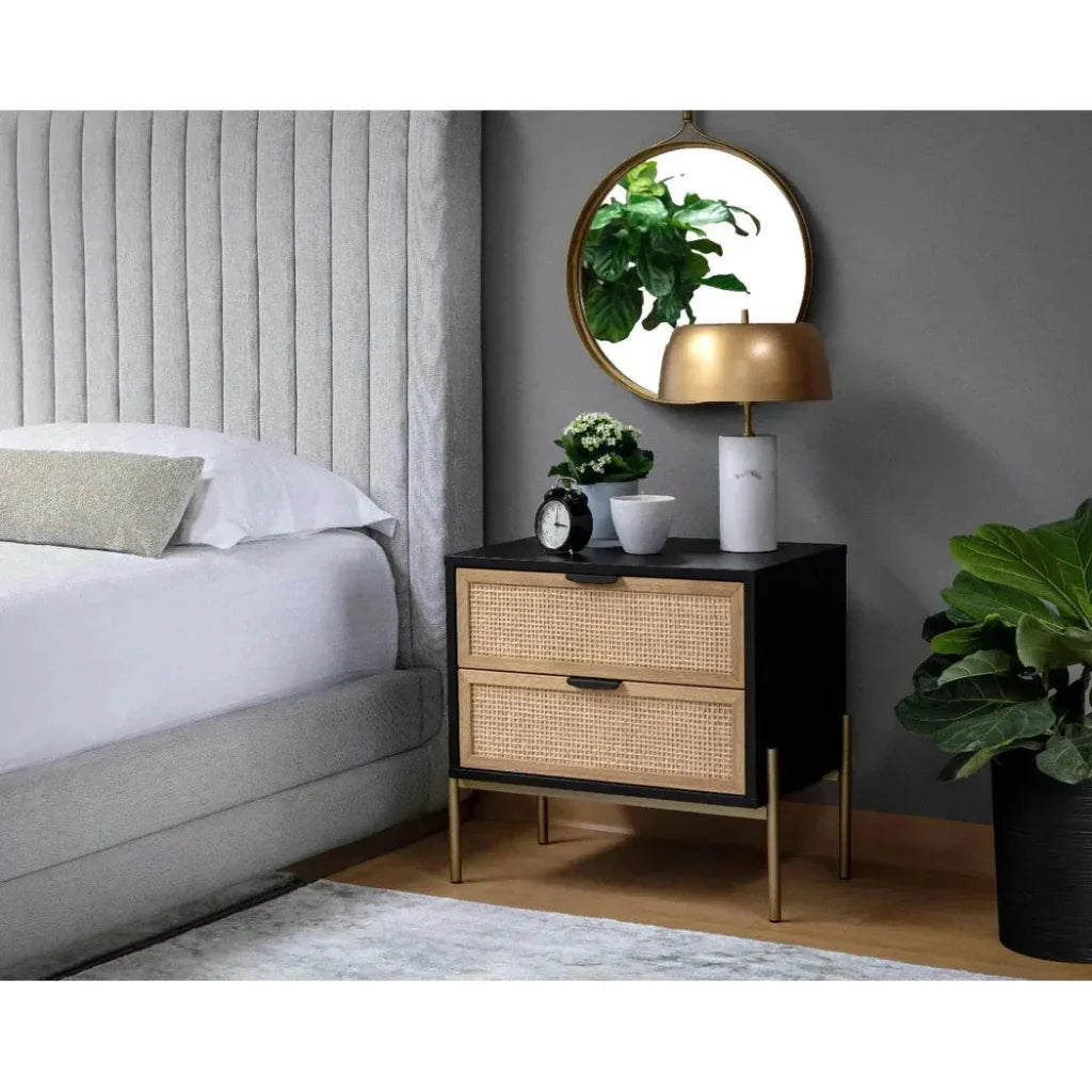 Avida Wooden Iron Nightstand - LOOMLAN - SUNPAN - Nightstands