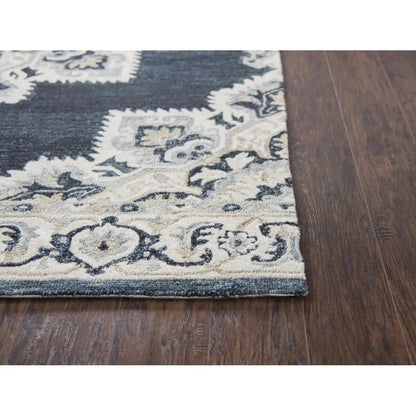 Avit Central Medallion Dark Blue Large Area Rugs - LOOMLAN - LOOMLAN - Area Rugs