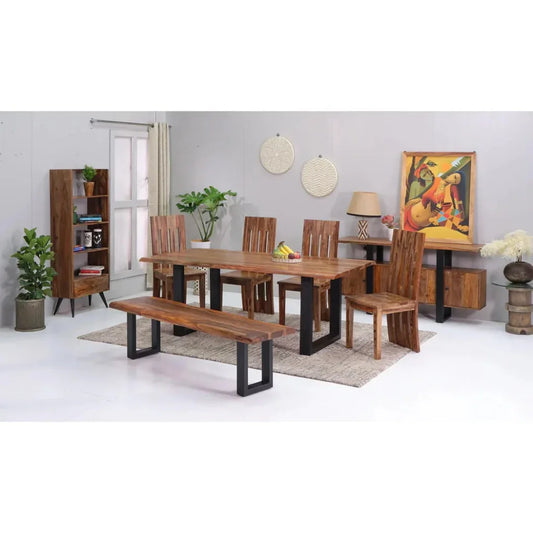 Avritha Wood Rectangular Dining Table-Dining Tables-LOOMLAN-LOOMLAN