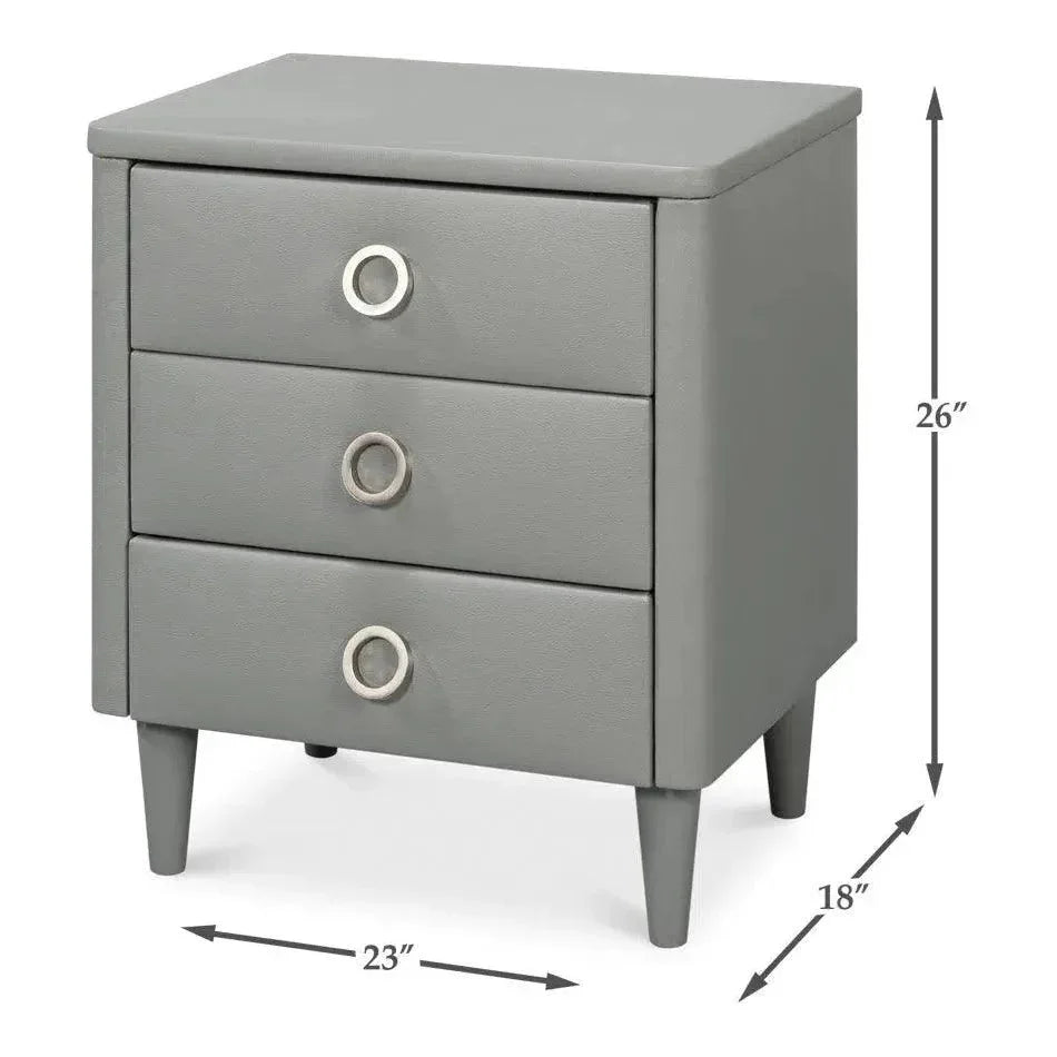 Avvolto Mdf Grey 3 Drawer Night Stand - LOOMLAN - Nightstands