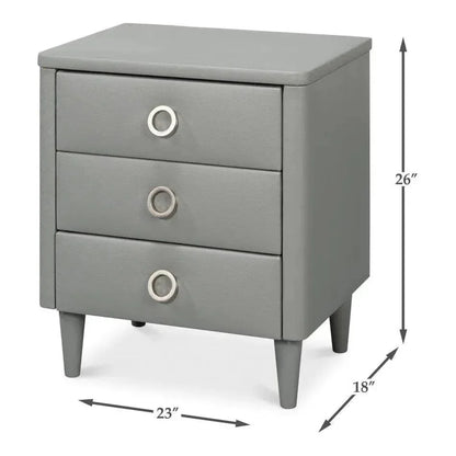 Avvolto Mdf Grey 3 Drawer Night Stand - LOOMLAN - Nightstands