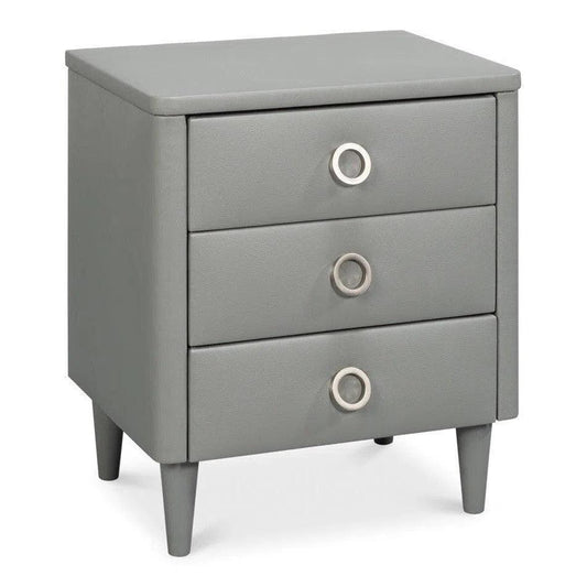 Avvolto Mdf Grey 3 Drawer Night Stand - LOOMLAN - Nightstands