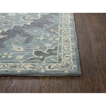 Awat Central Medallion Dark Gray Large Area Rugs - LOOMLAN - LOOMLAN - Area Rugs