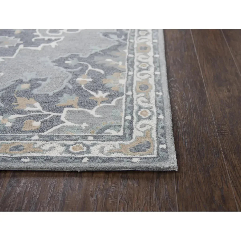 Axel Central Medallion Gray Large Area Rugs - LOOMLAN - LOOMLAN - Area Rugs