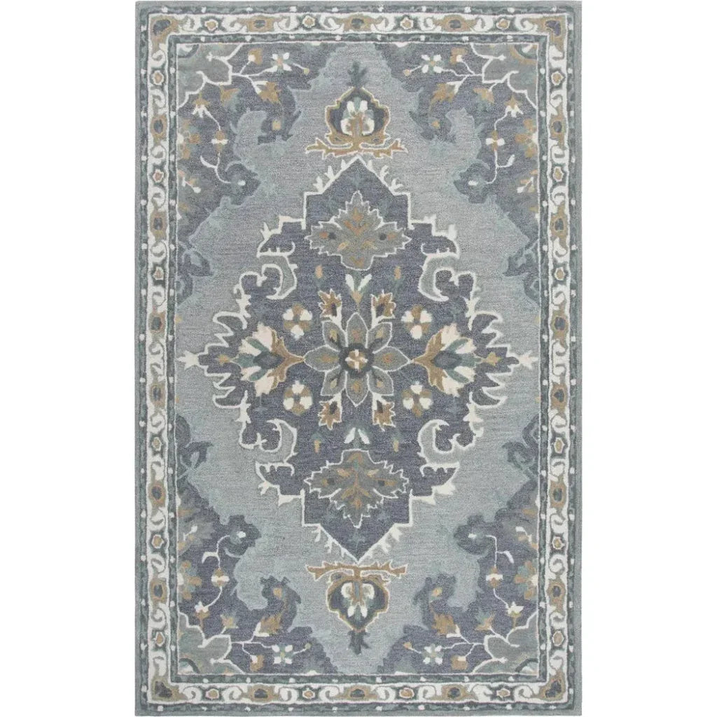 Axel Central Medallion Gray Large Area Rugs - LOOMLAN - LOOMLAN - Area Rugs