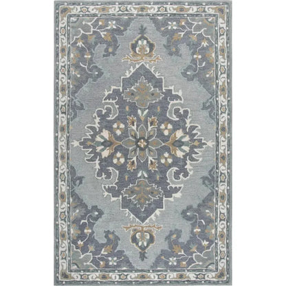 Axel Central Medallion Gray Large Area Rugs - LOOMLAN - LOOMLAN - Area Rugs