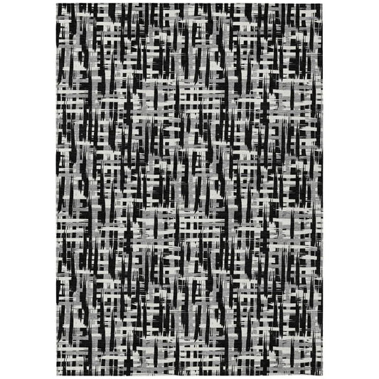 Ayani Black Washable Indoor-Outdoor Rug-Outdoor Rugs-LOOMLAN Rugs-2'6" x 3'10"-LOOMLAN